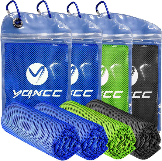 4 Pack Cooling Towels (47"X12"), Ice Cool Neck Towel, Soft Breathable Microfiber for Yoga, Golf, Gym, Running, Camping & Hot Weather