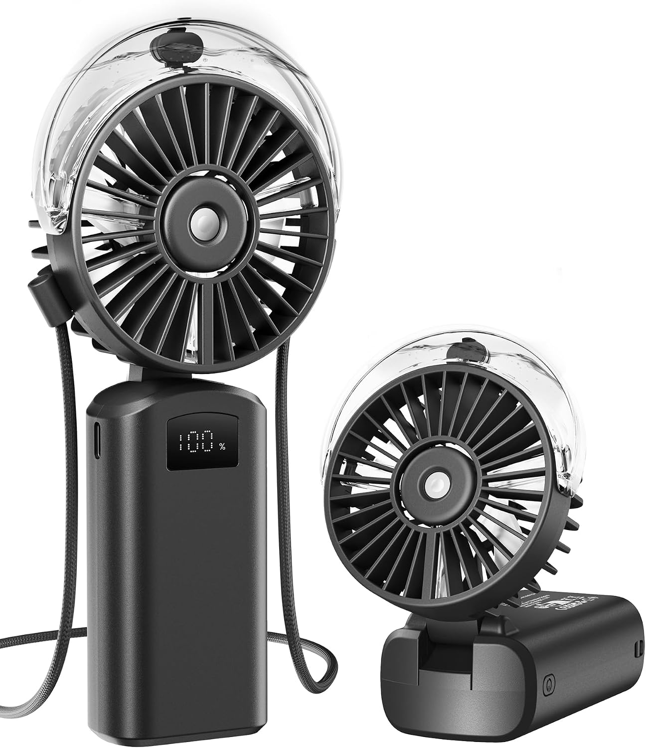 Portable Misting Fan, 180° Foldable Handheld, 3 Speeds USB Rechargeable, Spray Water Mist with LED Digital Display, Personal Cooling Mini Hand Fans for Travel, Concert, Outdoor, Navy Blue